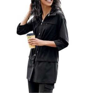 Soft Surroundings Black GO LIVELY Lightweight Snap Off Hem Utility Jacket. Sz XS